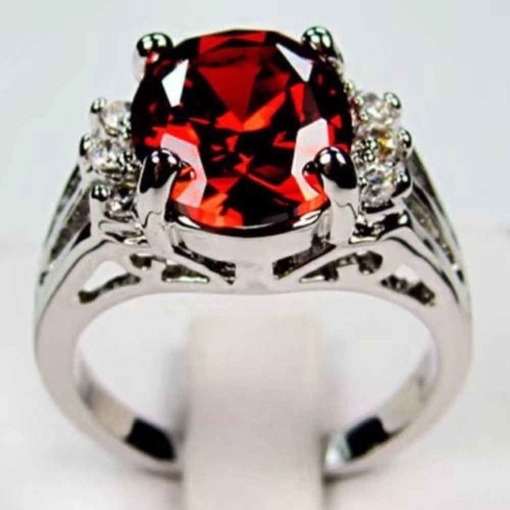 Womens Vintage White Gold Filled Cz Round Ring A1